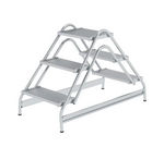 Marchepied avec marches accessibles des deux côtés en aluminium strié - 2x3 marches