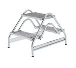 Marchepied avec marches accessibles des deux côtés en caillebotis acier - 2x2 marches