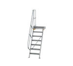 Escalier avec plate-forme 60°, largeur de marches 600 mm - 7 marches