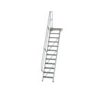 Escalier avec plate-forme 60°, largeur de marches 600 mm - 12 marches
