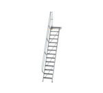 Escalier avec plate-forme 60°, largeur de marches 600 mm - 14 marches