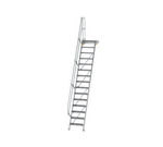 Escalier avec plate-forme 60°, largeur de marches 600 mm - 15 marches