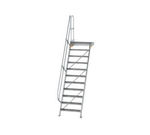 Escalier avec plate-forme 60°, largeur de marches 800 mm - 11 marches