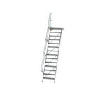 Escalier avec plate-forme 60°, largeur de marches 800 mm - 14 marches