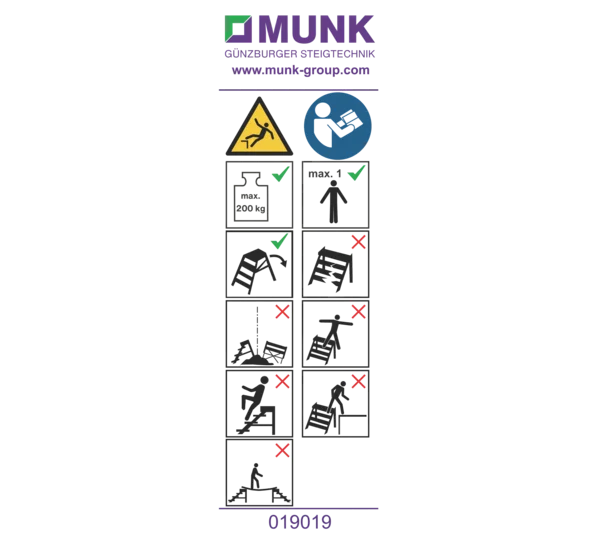 Étiquette d’avertissement pour marchepieds/plates-formes avec dispositif de retenue